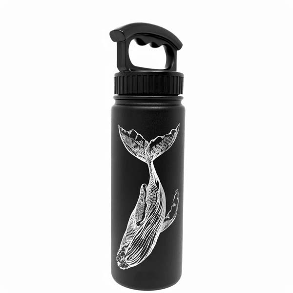 fifty fifty flask with sea critter engraving