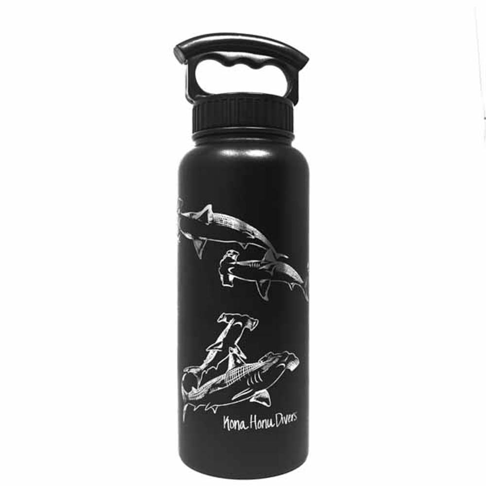 fifty fifty flask with sea creature engraving