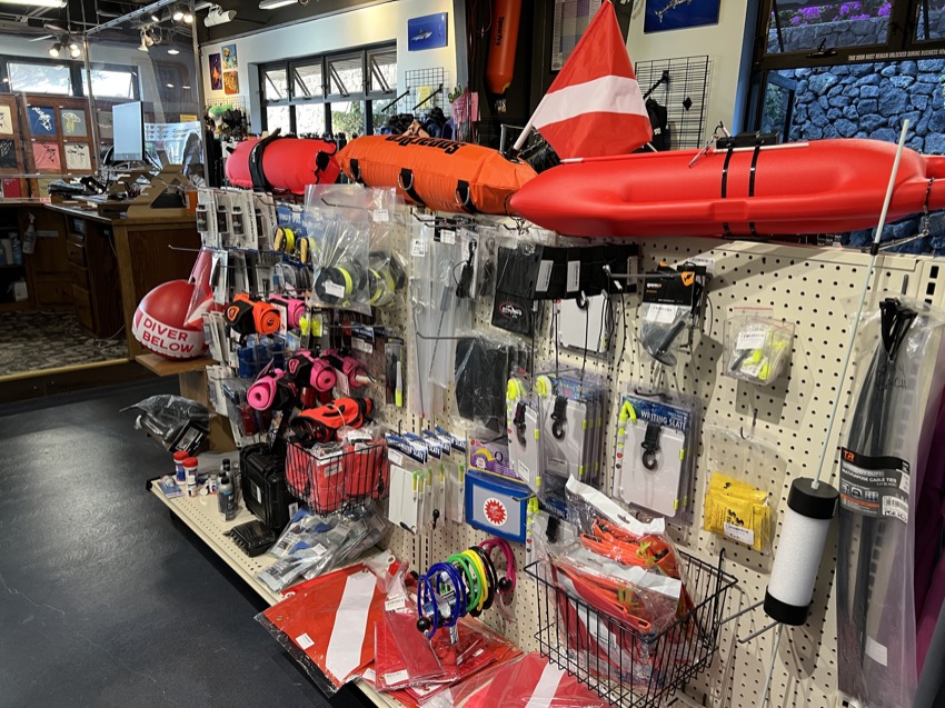 diving gear accessories in shop