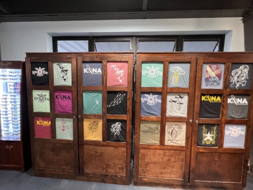shirt display cabinet with shirt designs outside