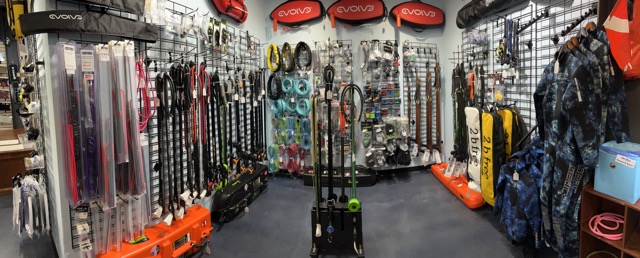 panoramic of spearfishing gear section