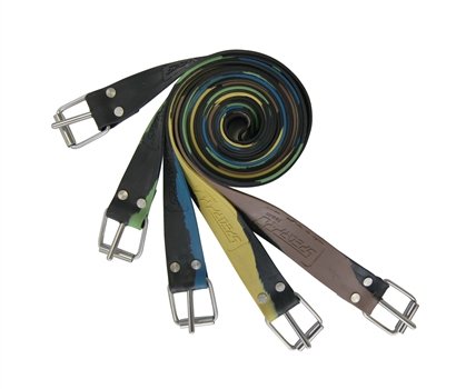 several freediving weight belts together in different colors