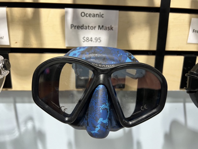 predator blue camo mask on display