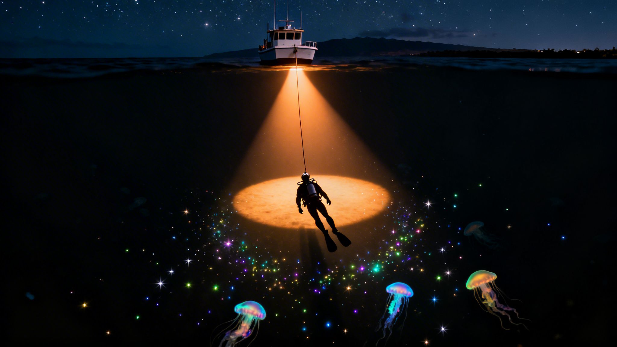 Black water dive Hawaii: Kona Deep Ocean Night Adventure