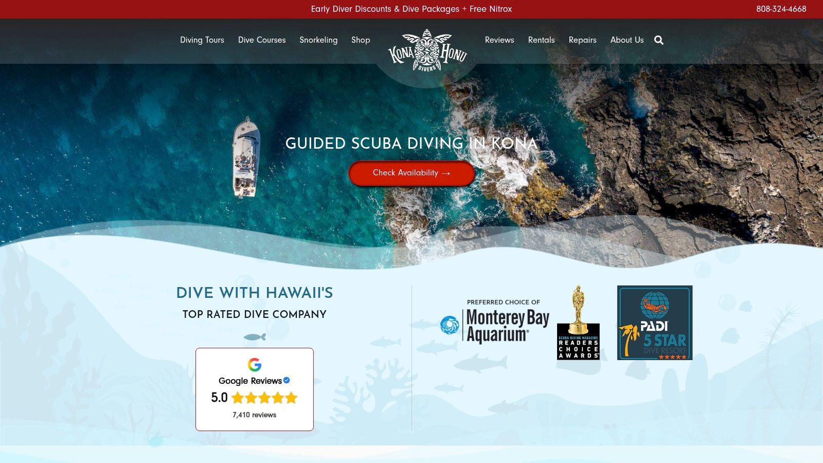 Screenshot from https://konahonudivers.com/diving-tours/?ref=blog