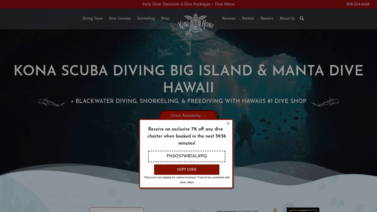 Screenshot from https://konahonudivers.com